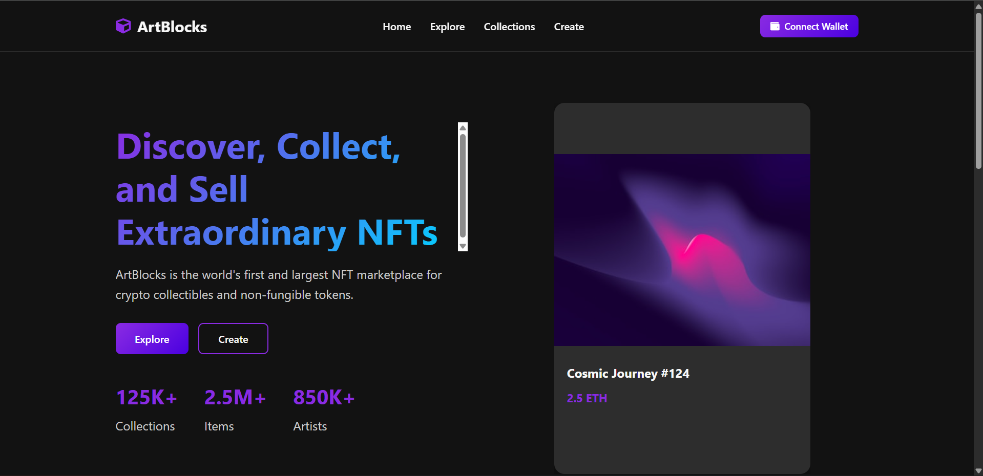 A simulated NFT trading site